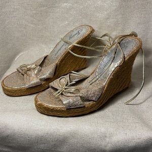 JUICY COUTURE LINEN LACE-UP WEDGE